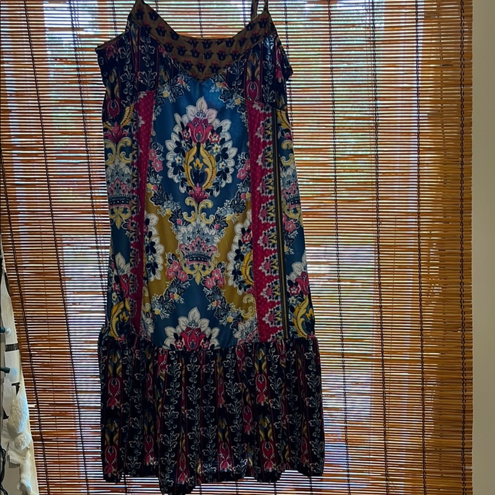 NWOT Anthropologie Blue and Purple Pattern Velvet Dress
